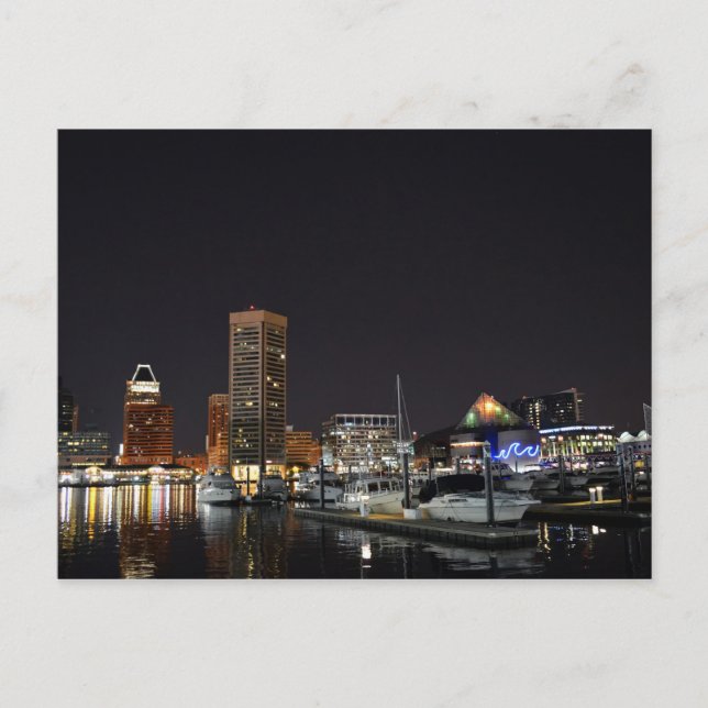 Baltimore Inner Harbor at Night Postcard (Front)