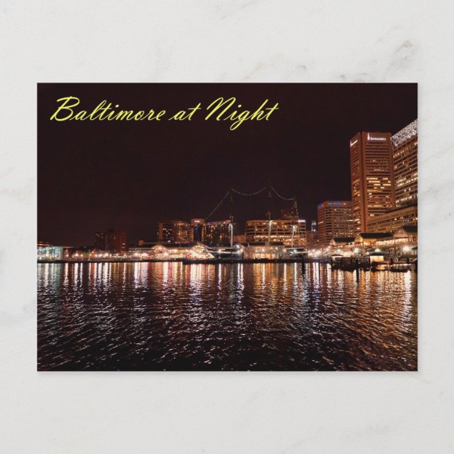 Baltimore Inner Harbor at Night Postcard (Front)
