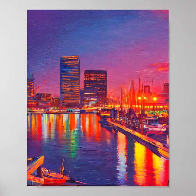 Baltimore Inner Harbor at Night Poster (Front)
