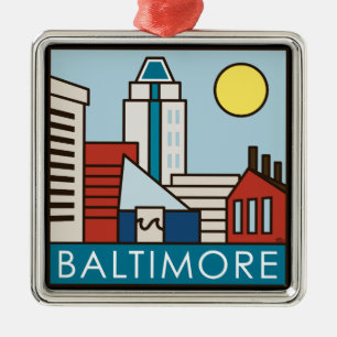 Baltimore Inner Harbor Metal Ornament