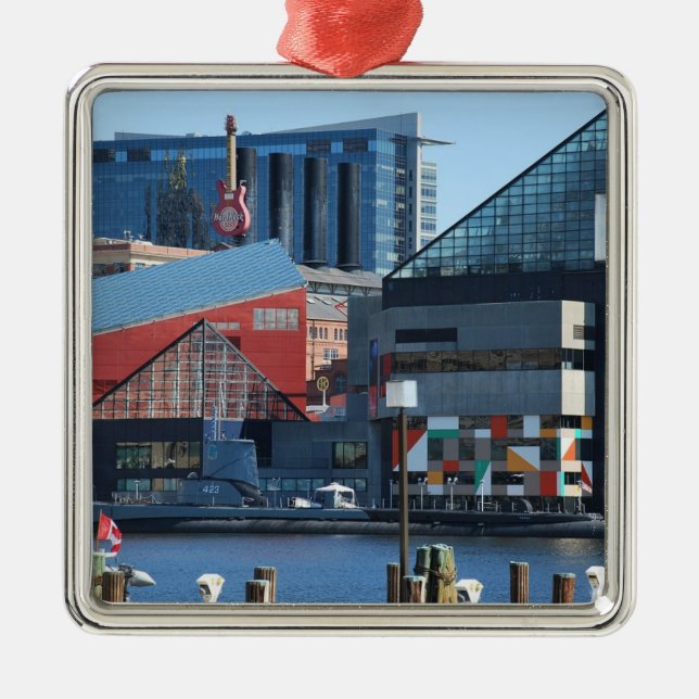 Baltimore Inner Harbor Metal Ornament (Front)