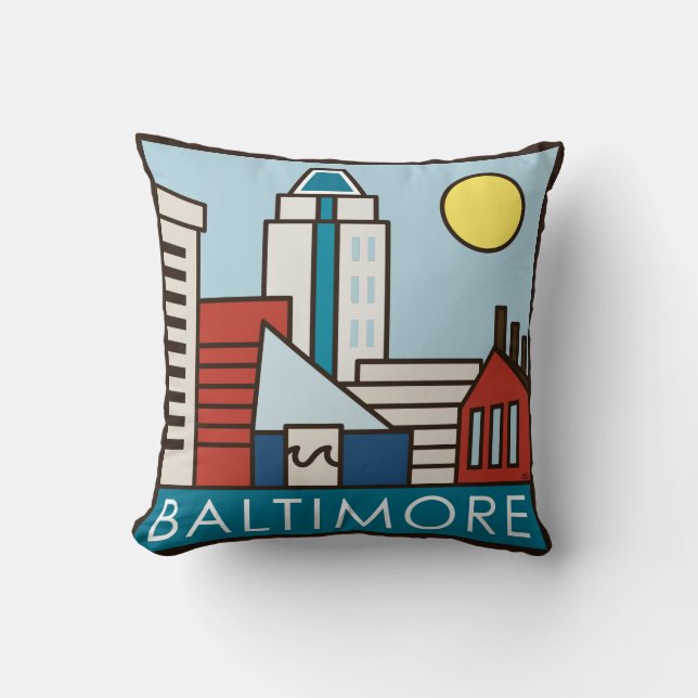 Baltimore Inner Harbor Throw Pillow (Front)