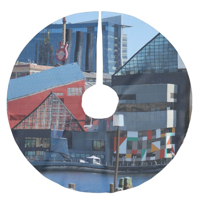 Baltimore Inner Harbor Tree Skirt, Bmore Brushed Polyester Tree Skirt (Front)