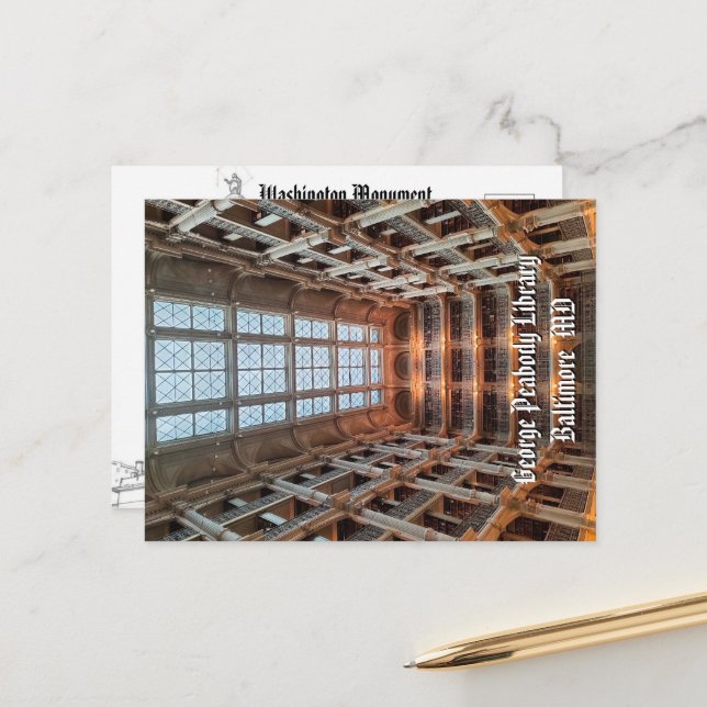 Baltimore Landmarks Postcard Peabody Library Photo (Front/Back In Situ)