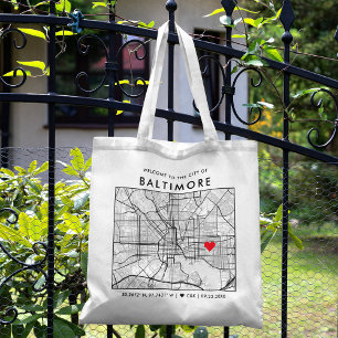 Baltimore Love Locator City Map Wedding Welcome Tote Bag