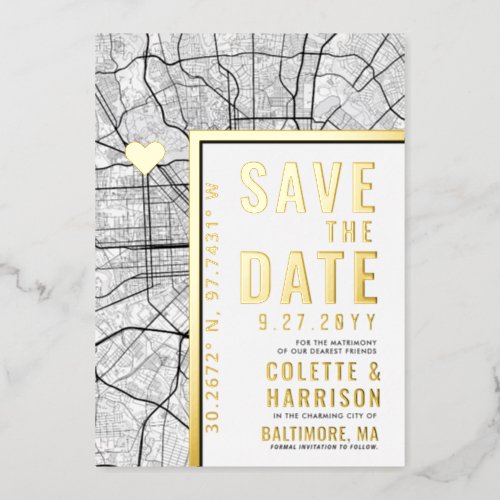 Baltimore Love Locator  Wedding Save the Date Foil Invitation