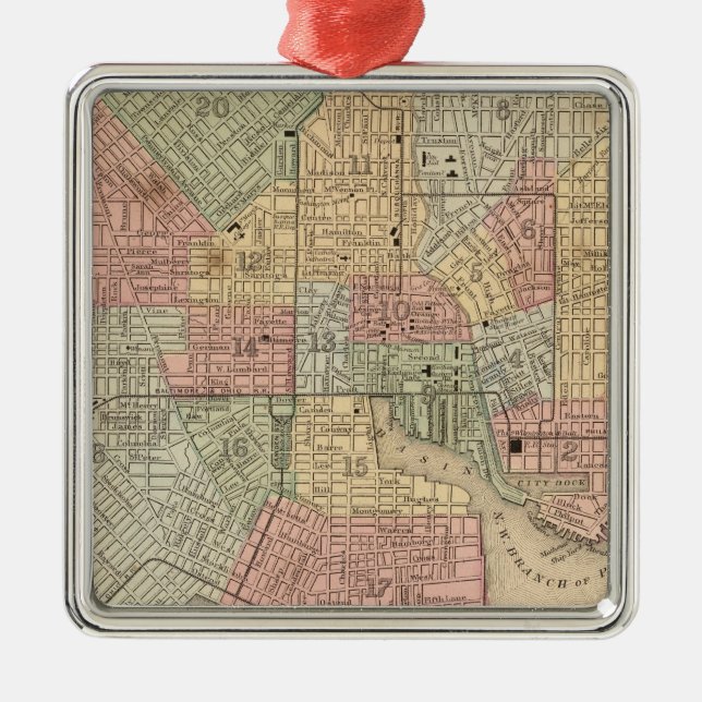 Baltimore Map by Mitchell Metal Ornament