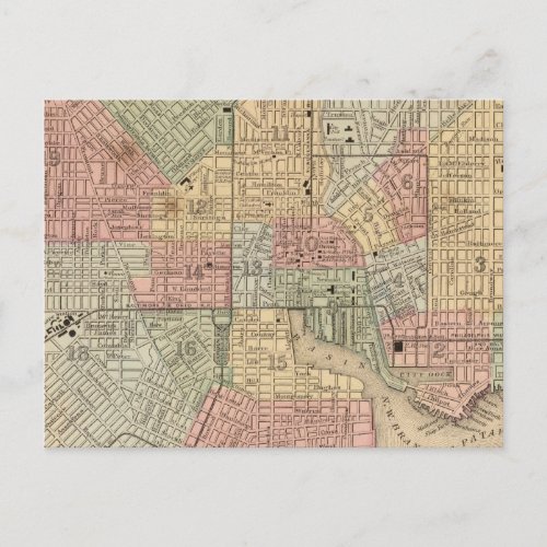 Baltimore Map by Mitchell Postcard