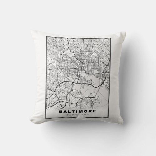 Baltimore Map Throw Pillow