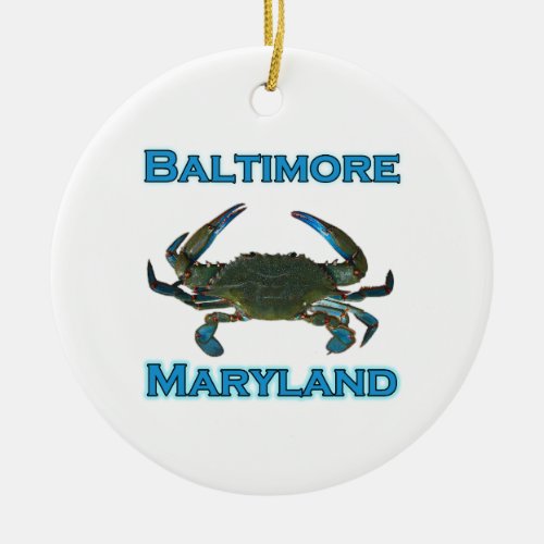 Baltimore Maryland Blue Crab Logo Ceramic Ornament