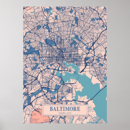Baltimore - Maryland Breezy City Map  Poster