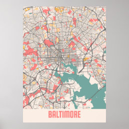 Baltimore - Maryland Chalk City Map Poster