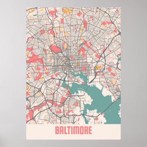 Baltimore _ Maryland Chalk City Map Poster