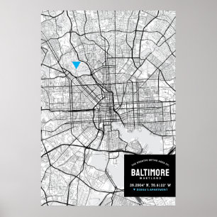 Baltimore, Maryland City Map + Mark Your Location Poster