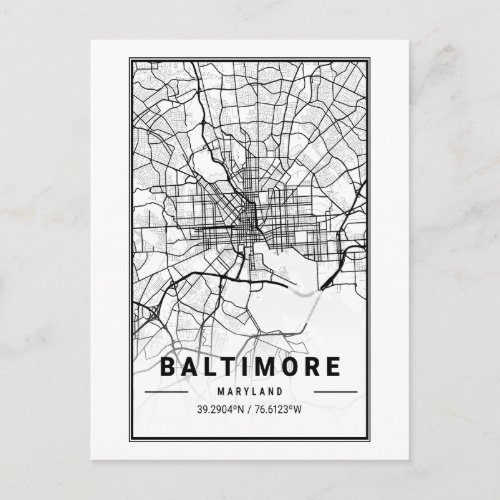 Baltimore Maryland City Map Minimalist Art Postcard
