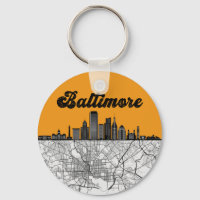 Baltimore Maryland City Skyline With Map