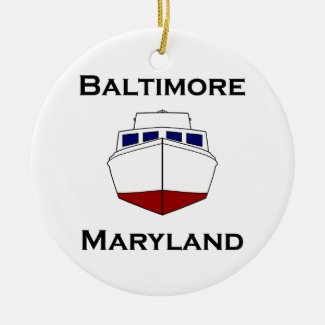 Baltimore Maryland Classic Fishing Boat Ceramic Ornament