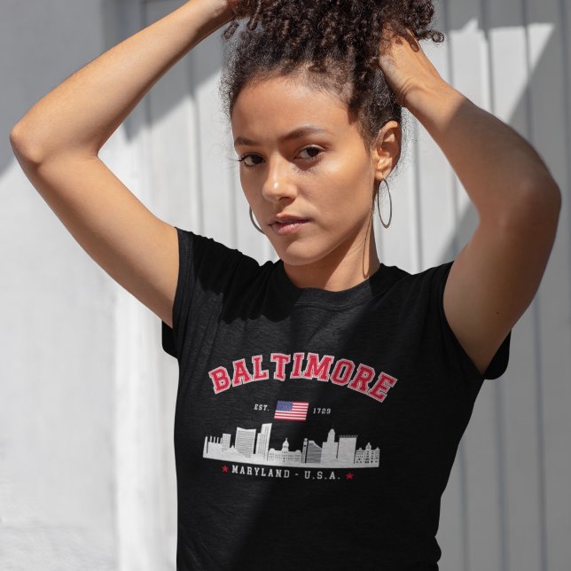 Baltimore Maryland Contemporary City Skyline Tri-Blend Shirt (Creator Uploaded)