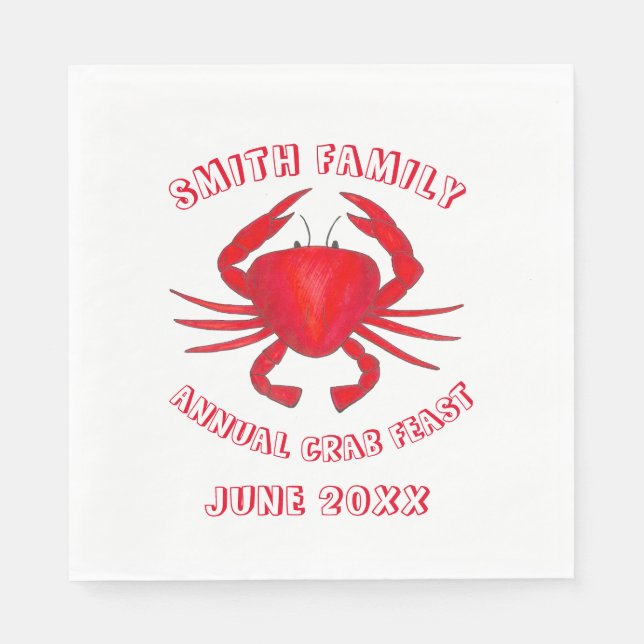 Baltimore Maryland Crab Feast Crustacean Seafood Napkins (Front)
