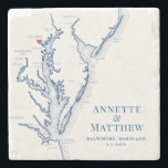 Baltimore Maryland Destination Wedding Favor Stone Coaster<br><div class="desc">These elegant Chesapeake Bay map stone coasters are the perfect gift for newlyweds who love Baltimore, or as gifts for your wedding party or Maryland destination wedding favors for your guests. This coaster has a heart over Baltimore and the map includes the coast of New Jersey, Delaware, Maryland and Virgina...</div>