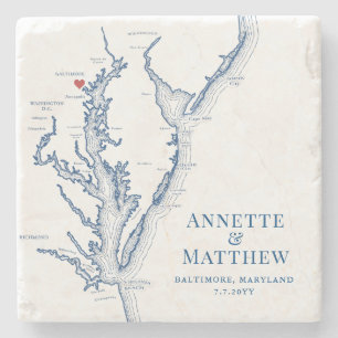 Baltimore Maryland Destination Wedding Favor Stone Coaster