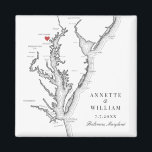 Baltimore Maryland Elegant Black White Wedding Magnet<br><div class="desc">Commemorate your Baltimore wedding with our keepsake magnets, featuring a charming Chesapeake Bay map theme. Perfect for cherished venues such as The Grand Baltimore, The Belvedere, The Walters Art Museum, Baltimore Museum of Industry, and The Engineer's Club, these magnet wedding favors add a local touch to your special day. Order...</div>