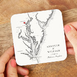 Baltimore Maryland Elegant Black White Wedding Square Paper Coaster<br><div class="desc">Commemorate your Baltimore wedding with our keepsake paper drink coasters, featuring a charming Chesapeake Bay map theme. Perfect for cherished venues such as The Grand Baltimore, The Belvedere, The Walters Art Museum, Baltimore Museum of Industry, and The Engineer's Club, these coasters add a local touch to your special day. Protect...</div>