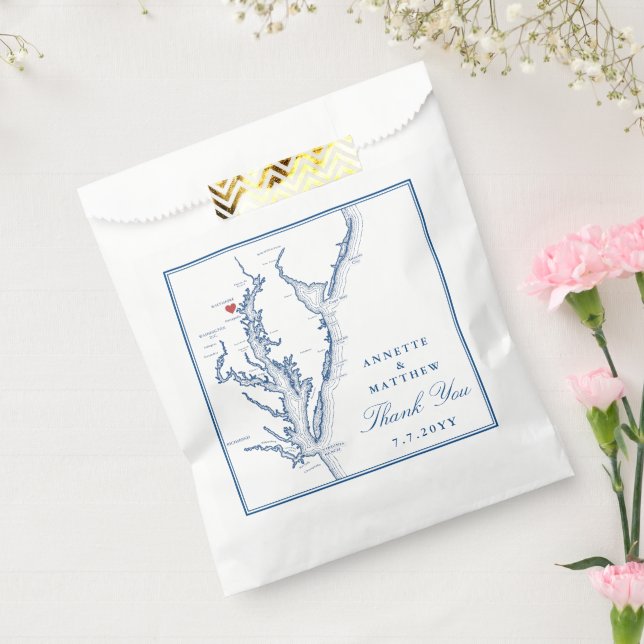 Baltimore Maryland Elegant Navy Wedding Favor Bag (Sealed)