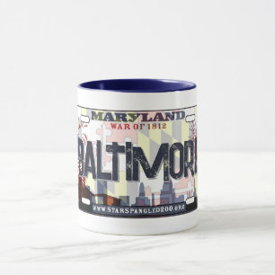 Baltimore Maryland flag license plate mug
