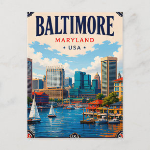 ⚓ Baltimore Maryland Harbor And Skyline Postcard
