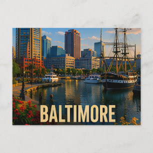 Baltimore Maryland Inner Harbor travel gift Postcard
