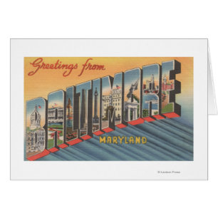 Baltimore, Maryland - Large Letter Scenes 2 Cards