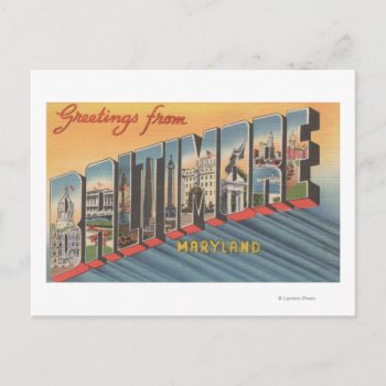 Baltimore  Maryland - Large Letter Scenes 2 Postcard by LanternPress at Zazzle