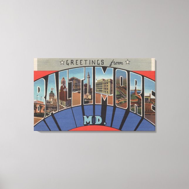 Baltimore, Maryland - Large Letter Scenes 3 Canvas Print (Front)