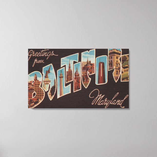 Baltimore, Maryland - Large Letter Scenes Canvas Print (Front)