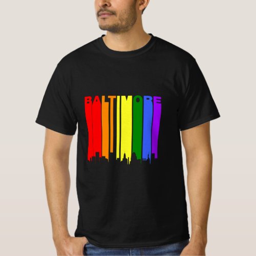 Baltimore Maryland LGBTQ Gay Pride Rainbow Skyline T_Shirt