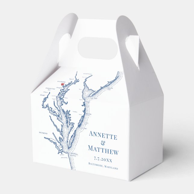 Baltimore Maryland Map Elegant Wedding  Favor Boxes (Front Side)