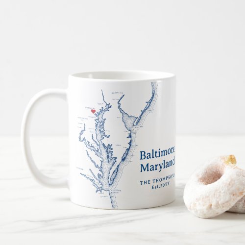 Baltimore Maryland Map Gift Navy Blue Coffee Mug