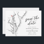 Baltimore Maryland Map Minimal Modern Wedding Save The Date<br><div class="desc">Announce your Baltimore wedding in style with our minimal and modern black and white Chesapeake Bay map-themed save the date from Coastal Map Designs! Capturing the essence of Charm City, this design highlights iconic landmarks like The Grand Baltimore, The Belvedere, The Walters Art Museum, Baltimore Museum of Industry, and The...</div>