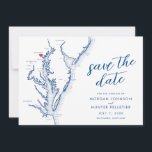 Baltimore Maryland Map Minimal Modern Wedding Save The Date<br><div class="desc">Announce your Baltimore wedding in style with our minimal and modern navy blue Chesapeake Bay map-themed save the date from Coastal Map Designs! Capturing the essence of Charm City, this design highlights iconic landmarks like The Grand Baltimore, The Belvedere, The Walters Art Museum, Baltimore Museum of Industry, and The Engineer's...</div>