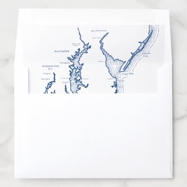 Baltimore Maryland Map Peel-and-Stick DIY Wedding Envelope Liner (In Envelope)