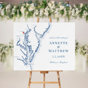 Baltimore Maryland Map Wedding Welcome Sign