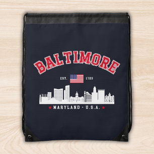 Baltimore Maryland Modern Skyline city Drawstring Bag