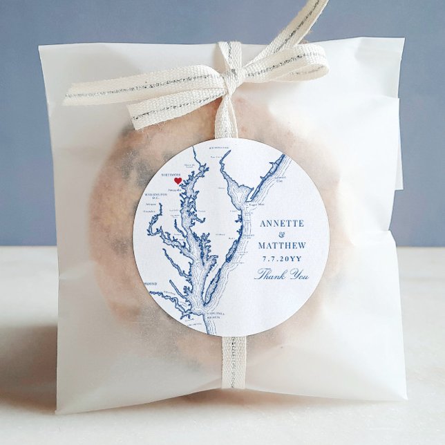 Baltimore Maryland Navy Wedding Favor Classic Round Sticker (These Baltimore, Maryland wedding favor sticker labels are perfect for your destination wedding.)