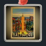 Baltimore Maryland Ornament Vintage Travel<br><div class="desc">A cool vintage style Baltimore ornament featuring a downtown city skyline scene.</div>