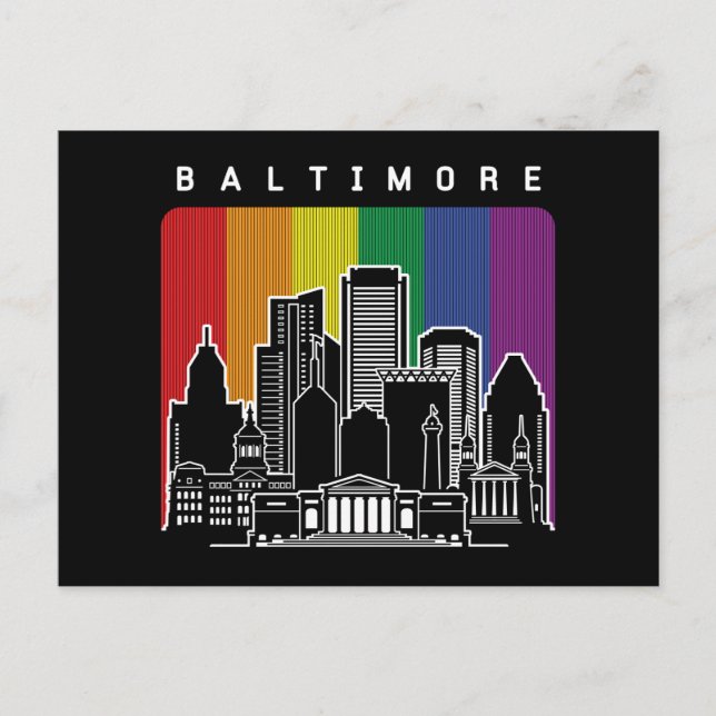 Baltimore Maryland Rainbow Flag LGBT Pride Postcard (Front)