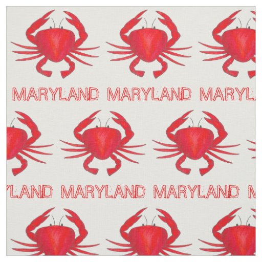 Baltimore Maryland Red Hard Shell Bay Crab Seafood Fabric