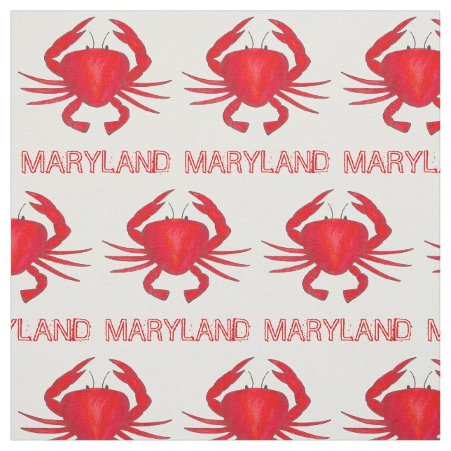 Baltimore Maryland Red Hard Shell Bay Crab Seafood Fabric (Swatch)