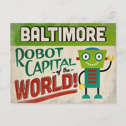 Baltimore Maryland Robot _ Funny Vintage Postcard