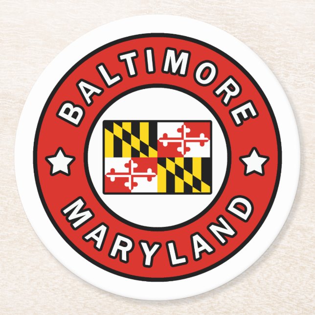 Baltimore Maryland Round Paper Coaster (Front)